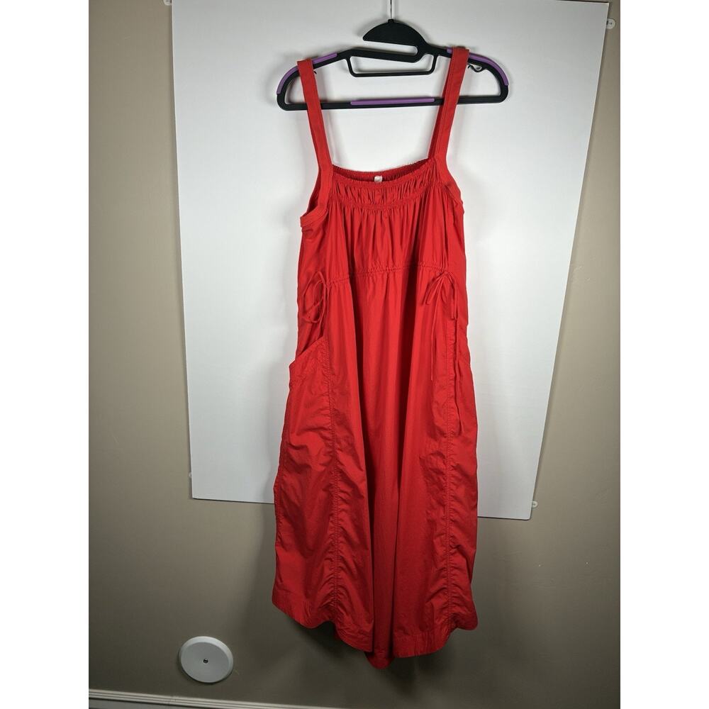 DAILY PRACTICE Anthropologie Keeseville Smocked Midi Dress Everest Fabric Red M